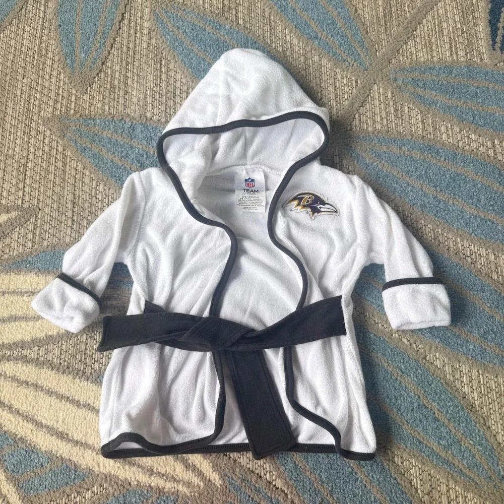 NFL Baltimore Ravens Baby Infant Hooded Bath Robe Size 0-9M